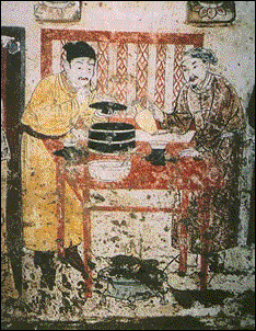 下八里村1號墓壁畫--點茶圖