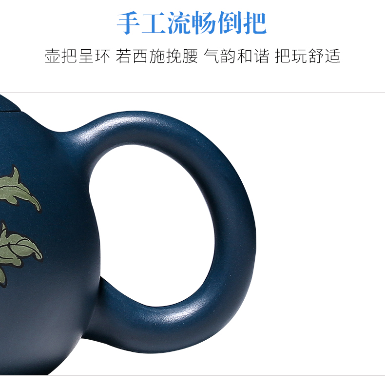 純手工紫砂壺，小巧琺瑯印花紫砂壺