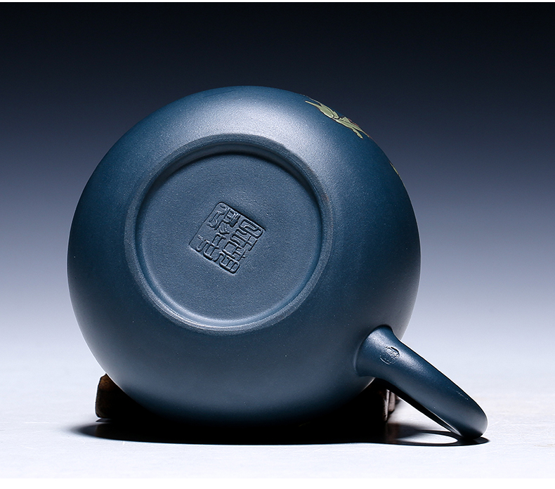 純手工紫砂壺，小巧琺瑯印花紫砂壺